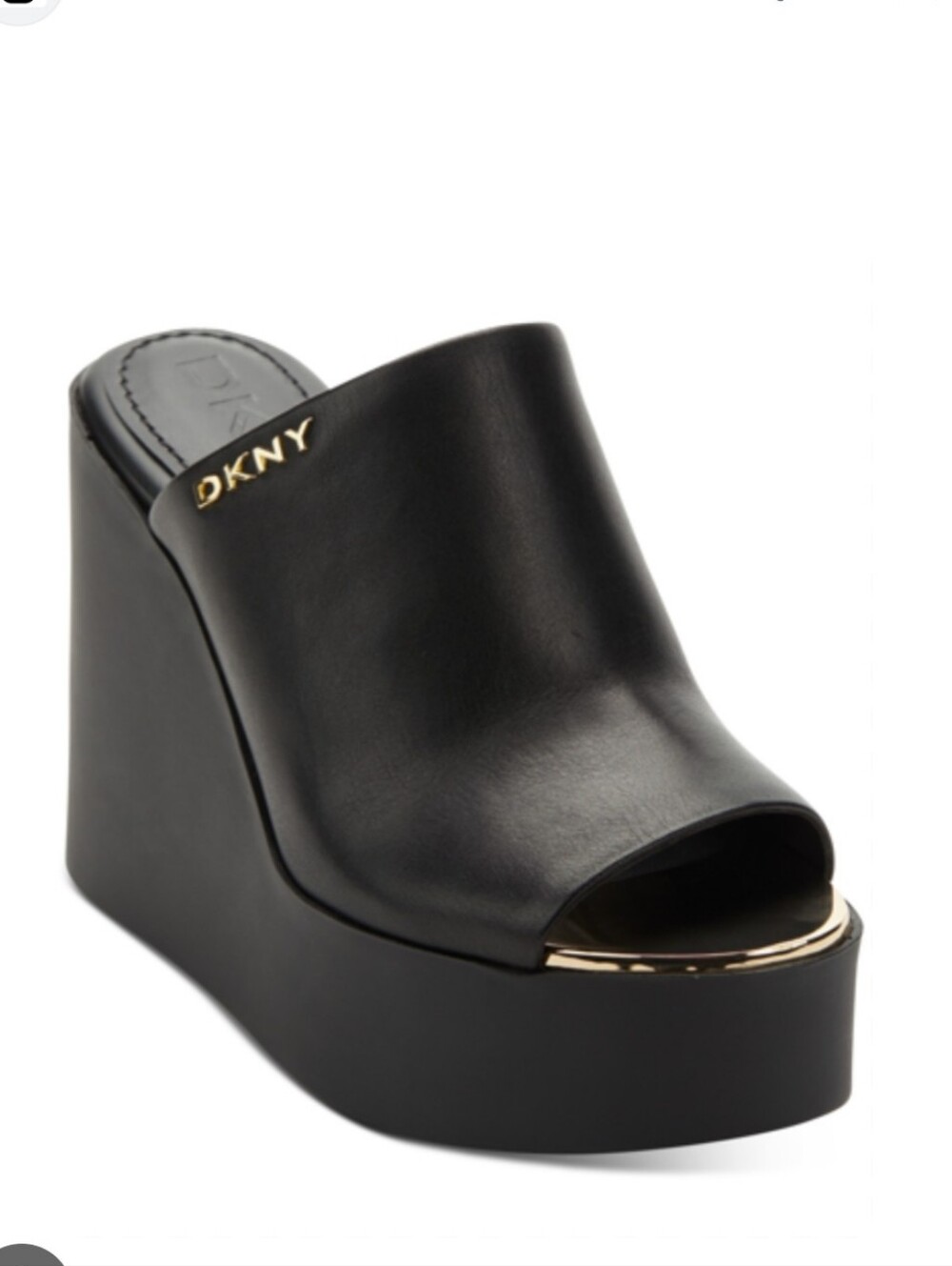 DKNY Pen Logo SlipOn Slide Platform Mule Wedge Sandals